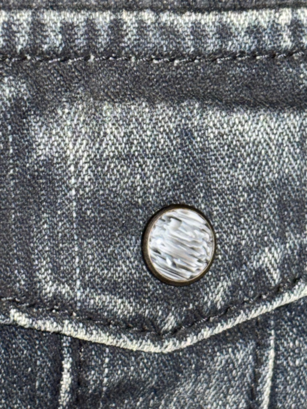 Cult of Individuality Western Pearl Snap Shirt Mens Blue Distressed Denim Large - Picture 4 of 12